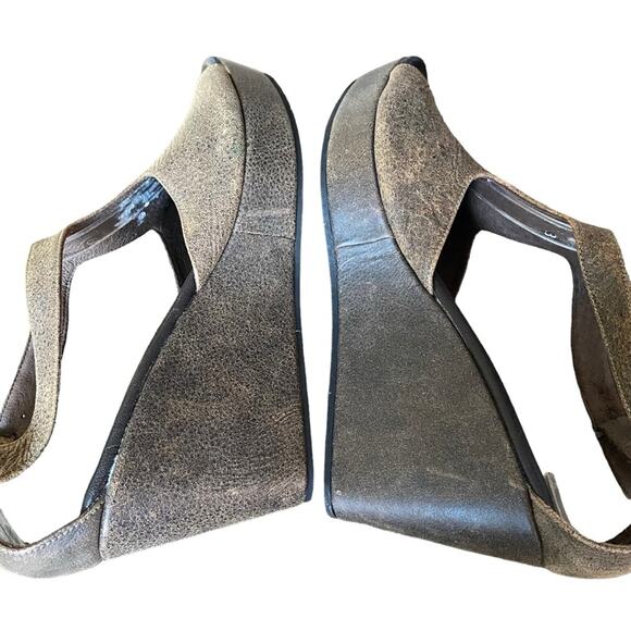 Cordani Brown Distressed Leather Wedge Sandals size 39 size 8.5 - Picture 6 of 10